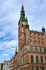 The historic town hall with clock tower of the Main City  in Gdansk in Poland. © GKor