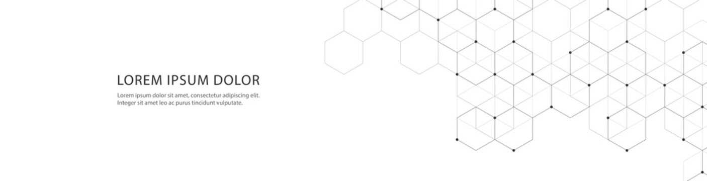 Vector banner design with hexagons abstract background.