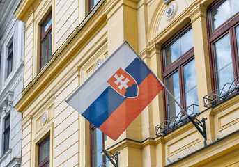 Flag of Slovakia outdoor on building facade