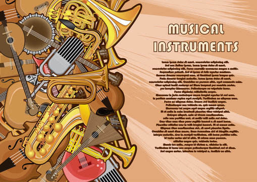 Musical instruments painted on a poster