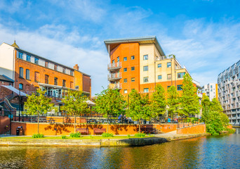 View of the Rochdale canal in Manchester, England