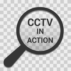 Privacy Concept: Magnifying Optical Glass With Words Cctv In Action