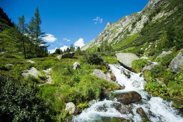 Fototapeta na wymiar Beautiful waterfall in a remote valley.