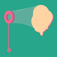 Ice-cream. Food concept on green background. Vector illustration design.