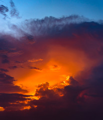 Nice sunset sky, Dramatic sky with clouds