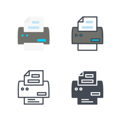 Fax service job icon vector flat silhouette line colored