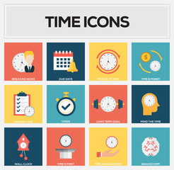 Time Icons Flat Icon Set