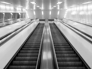 Escalator in subway station Jungfernstieg, Hamburg, Germany