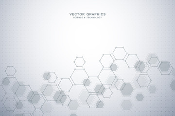 Medical background or science vector design. Molecular structure and chemical compounds. Geometric and polygonal abstract background.