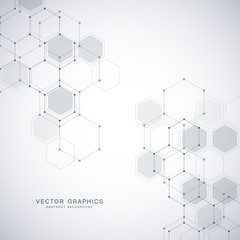 Medical background or science vector design. Molecular structure and chemical compounds. Geometric and polygonal abstract background.