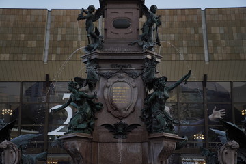 Fototapeta premium Fountain at the Augustusplatz square in Leipzig, Germany