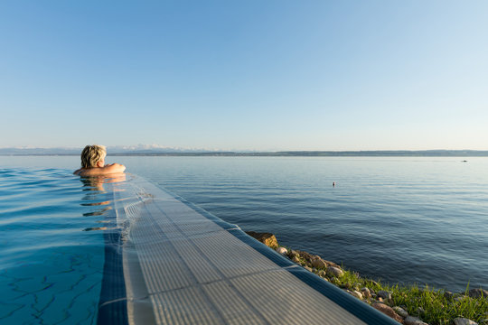 Vie from the pool at Lake Constance