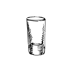 Hand drawn shot glass. Sketch, vector illustration.