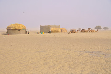 Village on the area of the Sahara desert  in north Chad
