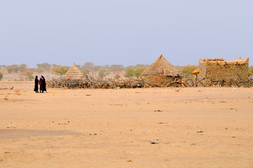 Village on the area of the Sahara desert  in north Chad
