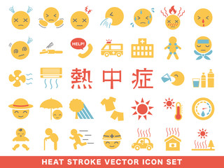 Fototapeta premium 熱中症 症状・予防・対策 アイコンセット