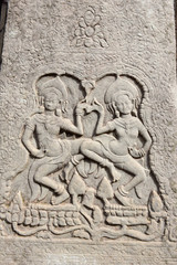 Bas relief of Bayon Temple, Angkor Thom, Siem Reap, Cambodia