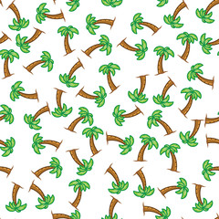 Summer palm tree on white background. Exotic palm tree seamless pattern.