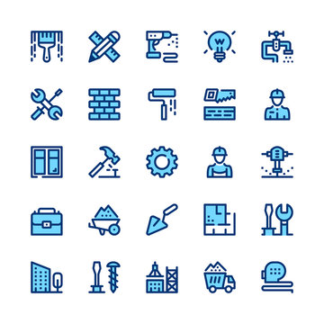 Construction, repair tools line icons set. Modern graphic design concepts, simple symbols, pictograms collection. Minimal thin line design. Premium quality. Pixel perfect. Vector outline icons