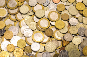 монета деньги различных крупным планом текстуры