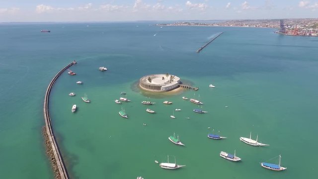 Aerial view of Forte Sao Marcelo in Salvador, Bahia, Brazil.