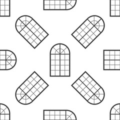 Arched window icon seamless pattern on white background. Flat design. Vector Illustration