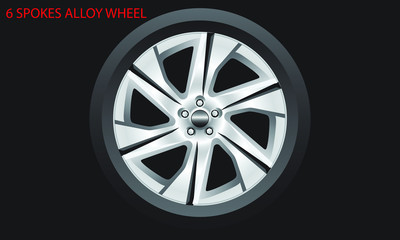Obraz premium 6 Spokes alloy wheel sharp and modern design.