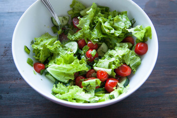 Fresh mixed vegetables salad. Selective focus
