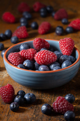 Berries in a blue bowl