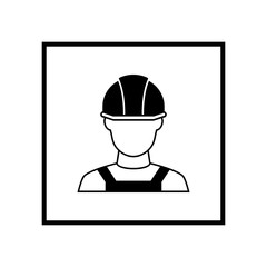 Builder in hemlet icon. Vector Illustration