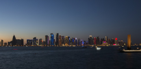 Fototapeta na wymiar night skylines cityscape from Doha, Qatar