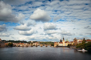 Prague skyline and bridge