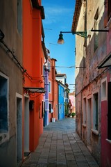Fototapeta na wymiar Colorful Burano street view