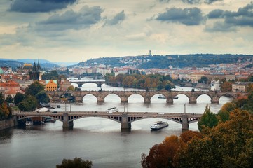 Fototapeta na wymiar Prague skyline and bridge