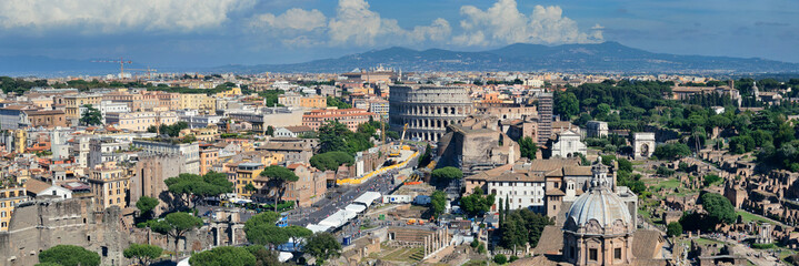 Fototapeta na wymiar Rome city rooftop panoramic view