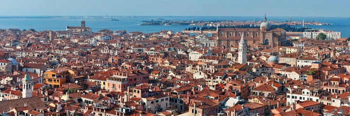 Fototapeta na wymiar Venice skyline panorama viewed from above