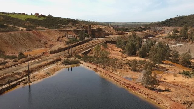 Aerial view of an old copper mine