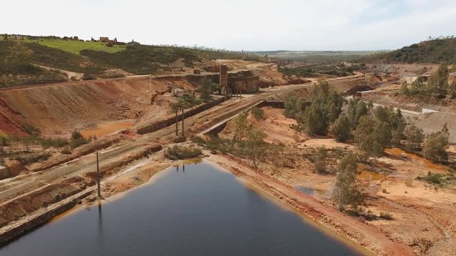 Aerial view of an old copper mine
