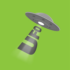 UFO is shining with a spotlight