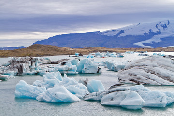 Icebergs in Jokulsarlon glacial lagoon, Iceland
