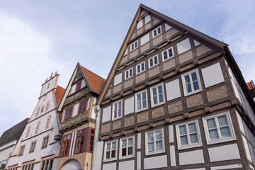 Fachwerk der Weserrenaissance in der Mittelstraße in Lemgo, Nordrhein-Westfalen