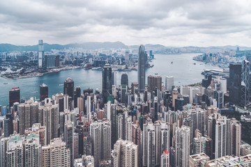 Obraz premium Widok na miasto w centrum, Hong Kong, wędrówka