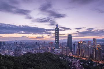 Taiwan Taipei city night view seen from mt.Elephant.