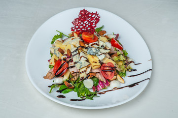 food in plates on a white background