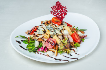food in plates on a white background