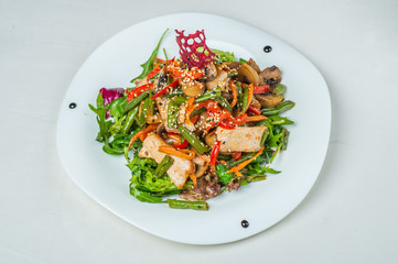 food in plates on a white background