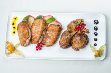 food in plates on a white background