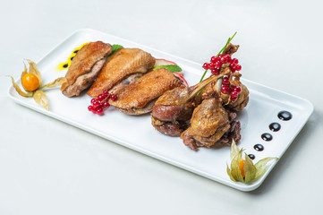 food in plates on a white background