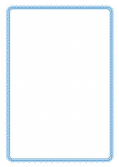 Vector simple blue frame Border with protective mesh for diploma, certificate