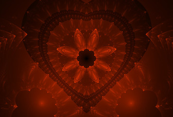 Bright abstract fractal red heart, Fractal  heart fantasy